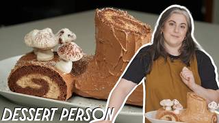 Claire Saffitz Makes Chocolate Yule Log Cake Bûche De Noël  Dessert Person [upl. by Ayvid]