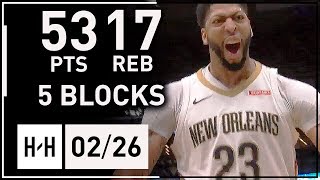 Anthony Davis MVP Full Highlights vs Suns 20180226  53 Points 17 Reb 5 Blocks EPIC [upl. by Novets]