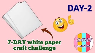 DAY2 white paper craft challenge  How to make white paper umbrella  SAFAM creative [upl. by Ahseila]