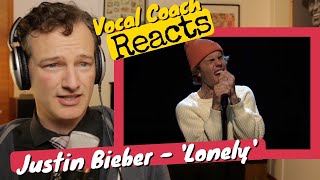 Vocal Coach REACTS  Justin Bieber Lonely Live SNL [upl. by Storz]