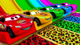 TRANSPORTING PIXAR CARS amp FRUITS WITH COLORED amp JOHN DEERE vs CLAAS vs TRACTORS  BeamNGdrive [upl. by Vikki349]