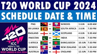 T20 World Cup 2024 Schedule  T20 World Cup 2024 Schedule  2024 T20 World Cup Schedule [upl. by Hodge]