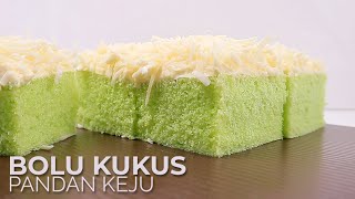 BOLU KUKUS PANDAN KEJU  PANDAN CHEESE STEAMED CAKE [upl. by Ellenrahs]