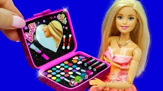 Barbie Doll Makeup Set DIY Miniatures How to Make Miniature Crafts [upl. by Ardnoyek]