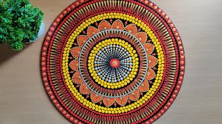 Dot Mandala Art on Round MDF board  Step by step tutorial  Dot Mandala Art  Dotting Art [upl. by Hafirahs1]