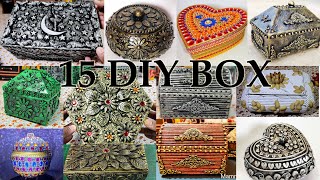 15 Beautiful Jewelry Box with Clay Cement and Cardboard  Jewellery box craft idea Fast Mode video [upl. by Fisa910]