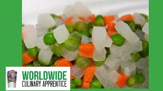 Macedoine de legumes  Macedoine Cut  How to cut vegetable  Knife Skills  Cooking Classes [upl. by Ahsitan]