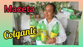 Como hacer macetas colgantes con botellas de refresco macetaconminombre ReciclaConAnais [upl. by Tabor714]