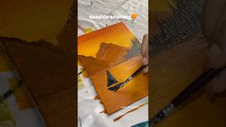 seaside scenery acrylic painting🧡  new challenge  artfuladornments sunsetlandscape artvlog [upl. by Nylisoj786]