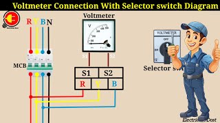 Voltmeter Connection Diagram  Voltmeter Connection With Selector switch Electriciandost [upl. by Echo]