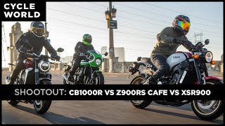 Honda CB1000R vs Kawasaki Z900RS Cafe vs Yamaha XSR900 [upl. by Chester729]