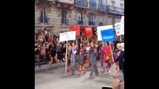 Chanel SS15 quotFEMINISMquot Protest By Fashion Models [upl. by Enilasor]