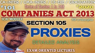 101  SECTION 105 quotPROXIESquot  COMPANIES ACT 2013  ICAI MODULE [upl. by Ynittirb771]