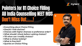 Pointers for R1 Choice Filling  All India Counselling  NEET MDS Dont Miss Out [upl. by James1]