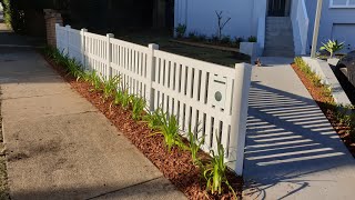 PVC picket fence Installation How to Install Vinyl Fence Panels [upl. by Yorel]