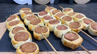 🇫🇷 🇧🇪 idée apéro  brochettes de saucisses feuilletées très simple à faire [upl. by Ahcire]