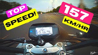 BMW G 310 R TOP SPEED TEST AKRAPOVIC EXHAUST  157 KmHr [upl. by Cosenza]