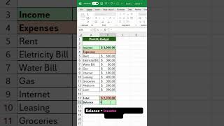 💰 Build a Simple Budget Sheet in Excel 📊shortvideo [upl. by Crawford]