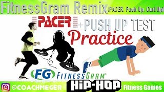 2019 FitnessGram Practice 20m Pacer with Push Up and Curl Up Cadence [upl. by Kammerer]