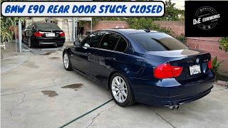 BMW E90 rear door lock stuck closed how to open diy 330i 325i 328i 335i sedan [upl. by Yenots]