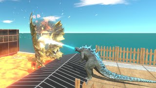 Godzilla 2014 Pushes All Kaiju Monster Into Lava Pool Trap  Animal Revolt Battle Simulator [upl. by Neerod]