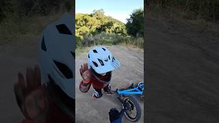 Speedy boy has to stop with a tipover 💨💥😂 speedy mtb happyrider kidsonbikes [upl. by Aleemaj]