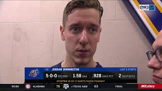 Binnington on facing just one shot in second period quotThats where the strong prevailquot [upl. by Meggi]