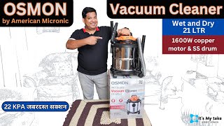 Osmon 1600W WetDry Vacuum cleaner  HEPA Filtration  Blower Function  OSWD21 Best in budget range [upl. by Arolf]