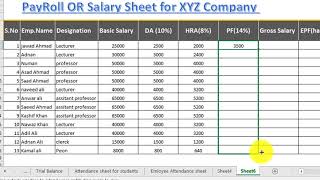 How to make salary sheet  Payroll or Payslip in excel 2016 [upl. by Eenel]