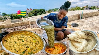 Cooking the most delicious dry okro soup and Akume in Togo 🇹🇬 west Africa 🌍 [upl. by Hartwell]