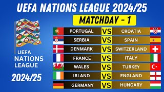 UEFA NATIONS LEAGUE FIXTURES TODAY  UEFA NATIONS LEAGUE 202425  MATCHDAY 1 FIXTURES [upl. by Enitsirt]