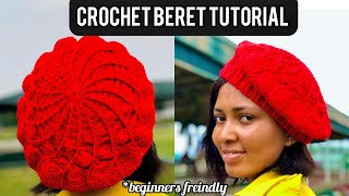 Easy Crochet Beret Hat Tutorial  Beginners Freindly Craftorria diy crochet [upl. by Terrell344]