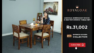 Royaloak  Ashoka Sheesham Wood 4 Seater Dining Table Set [upl. by Merill]