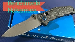 Benchmade Nakamura Axis lock knife with carbon fiber scales and S90V blade steel elegant and smooth [upl. by Fagen71]