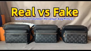 Real vs Fake Louis Vuitton Outdoor Messenger Bag M30233 Monogram Eclipse Taiga Black [upl. by Naimaj]