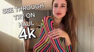 4K transparent See Through Try On Haul  rainbow dress With holly  Transparent try on haul 2024 [upl. by Ihc]