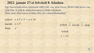 Szöveges felvételi feladatok 28 8 o – „Tyúkok kacsák és libák”  2022 január 27 8 feladat [upl. by Einohpets374]