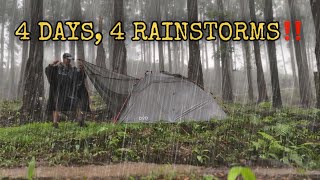 4 Days HEAVY RAIN‼️ Solo Camping in 4 Days Heavy Rain with Automatic Tent‼️ [upl. by Corley]