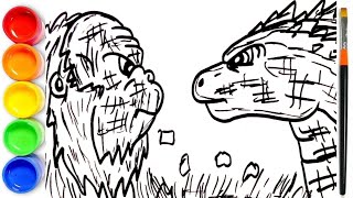 How to Draw Godzilla vs Skar King From Godzilla x Kong The New Empire [upl. by Attenej]