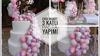 Evde 3 katlı maket pasta yapımı [upl. by Teodor598]