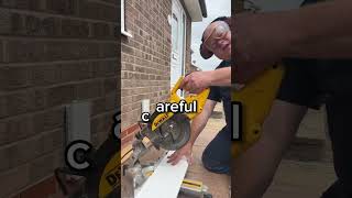 Cutting Thermaskirt using a chopsaw with a multipurpose blade to cut aluminium skirting board [upl. by Halullat]