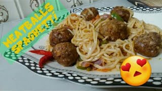 Meatballs Spaghetti Bakra eid special [upl. by Llerdnad455]