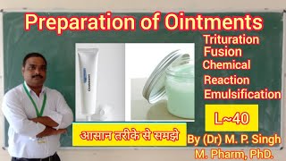 Methods of Preparation of Ointment  Semisolid Dosage Form  Ointments  Pharmaceutics  L40 [upl. by Hosbein888]