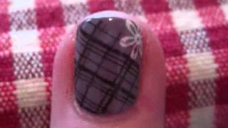 Easy Konad Plaid  Tartan Flower Design Nail Art Tutorial reupload [upl. by Aekerly]