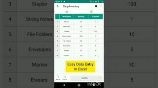 Data entry in excel sheet  Inventory excel shorts excel excelled [upl. by Ojibbob]