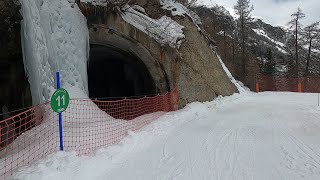 FROZEN WATERFALL skiing down GREEN MYRTILLES GoPro HD POV  Tignes resort  Apr 2023 [upl. by Namron182]