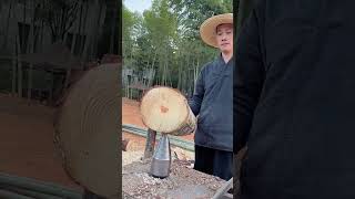 The process of splitting wood with a cracking drill [upl. by Corenda224]