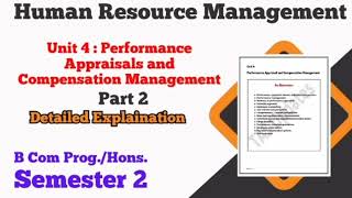 Unit 4  Performance Appraisal l Part 2 l Human Resources Management l Semester 2 l D202425 [upl. by Emelia75]