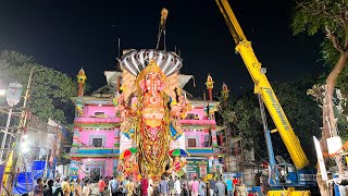 Khairatabad Ganesh Shoba Yatra 2023  Khairatabad Ganesh lifting With Crane KhairatabadNimajjanam [upl. by Decrem467]