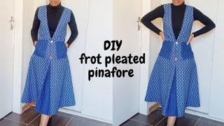 DIY front pleated pinafore  how to make a pinafore [upl. by Oletta]